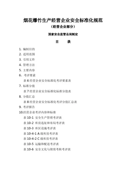 《烟花爆竹经营企业安全评价细则(试行)》(安监总危化〔2006〕225号)