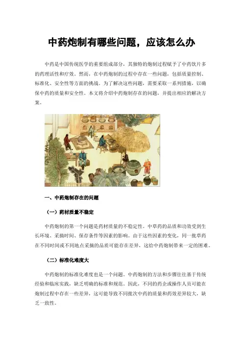 中药炮制有哪些问题，应该怎么办