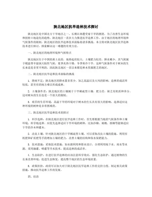 陕北地区抗旱造林技术探讨
