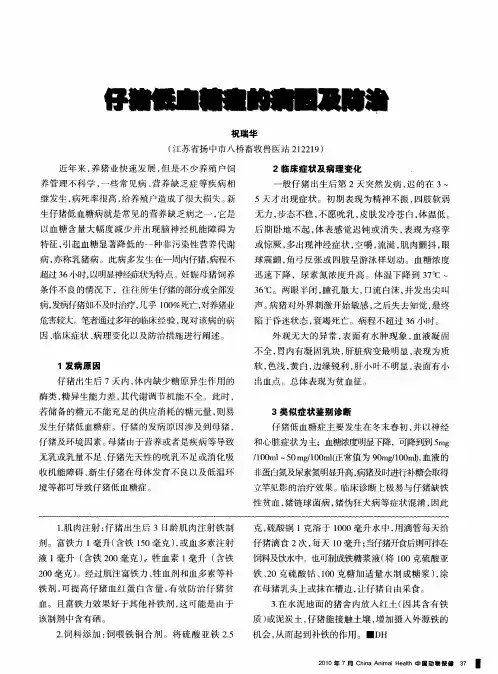 仔猪低血糖症的病因及防治