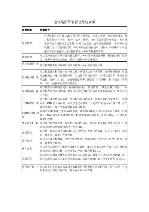 通软桌面终端管理系统参数