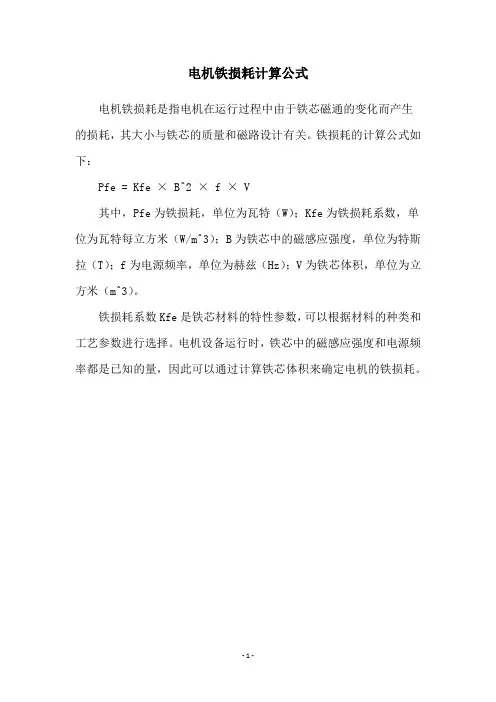 电机铁损耗计算公式
