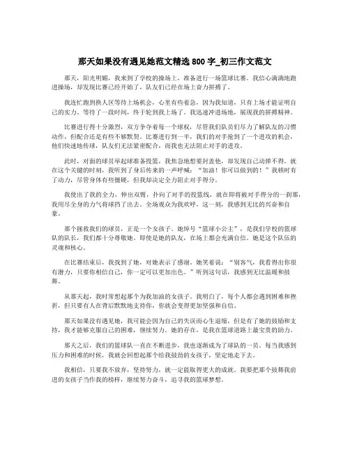 那天如果没有遇见她范文精选800字_初三作文范文