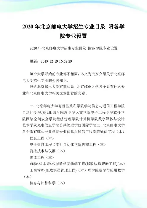 2020年北京邮电大学招生专业目录 附各学院专业设置.doc