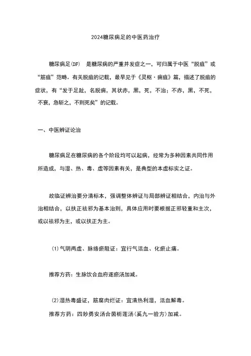 2024糖尿病足的中医药治疗 