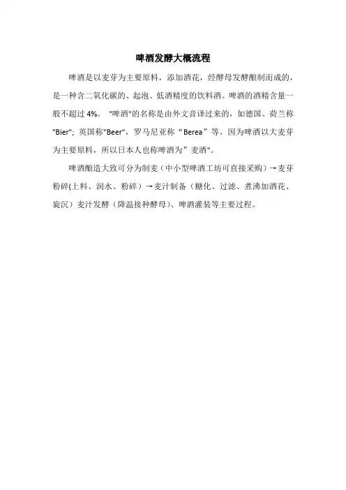 啤酒发酵大概流程