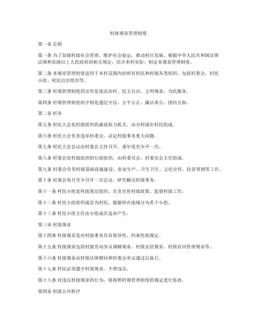 村级规章管理制度