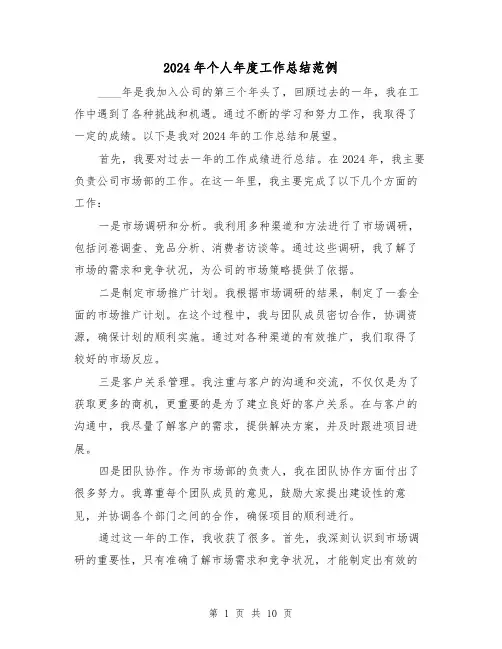 2024年个人年度工作总结范例（四篇）