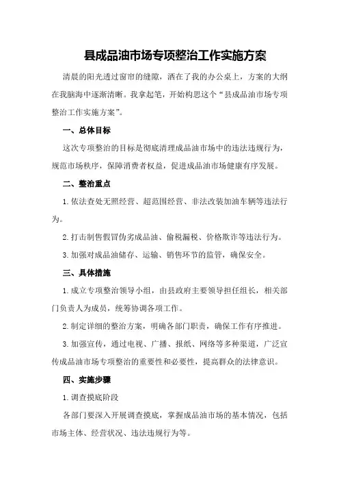 县成品油市场专项整治工作实施方案