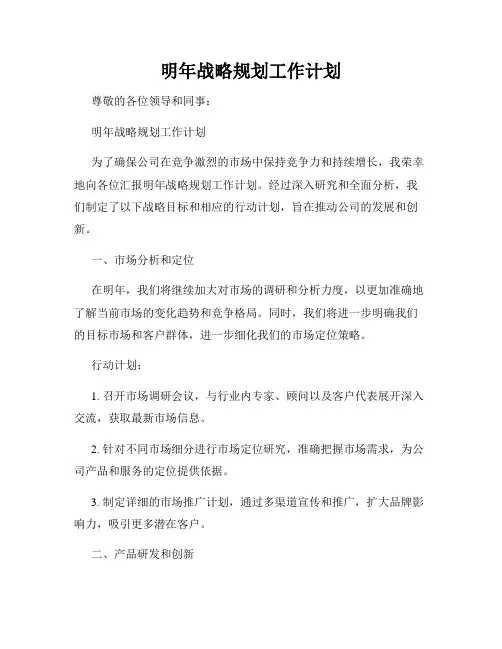 明年战略规划工作计划