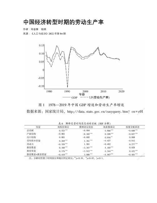  中国经济转型时期的劳动生产率