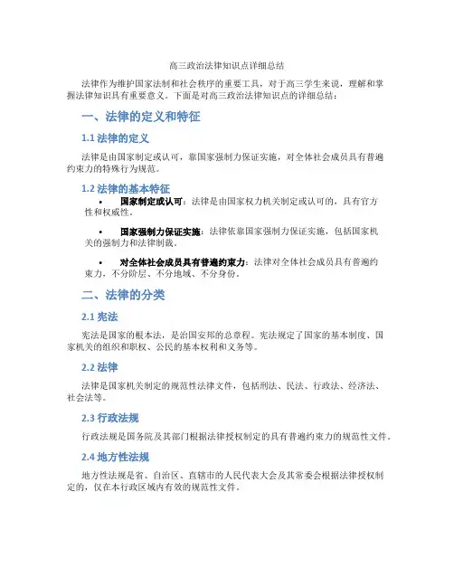 高三政治法律知识点详细总结