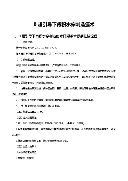 B超引导下肾积水穿刺造瘘术日间手术