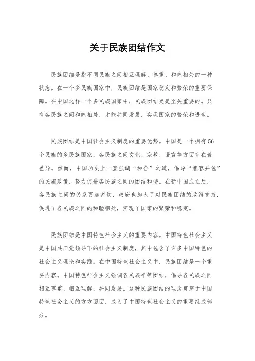 关于民族团结作文