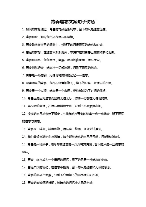 青春遗忘文案句子伤感