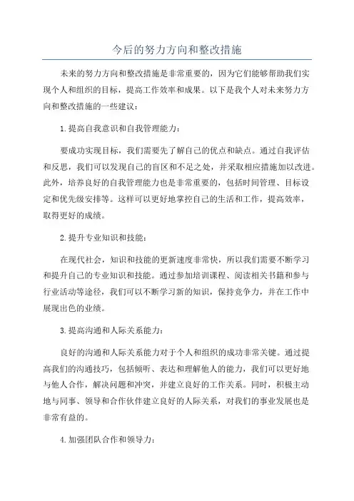 今后的努力方向和整改措施