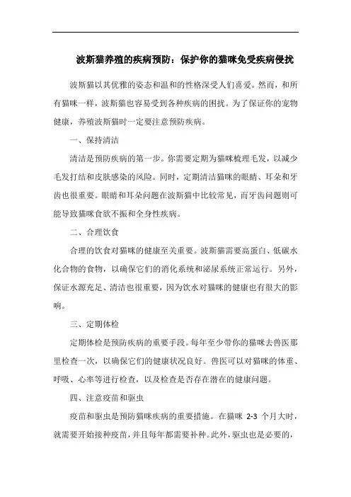 波斯猫养殖的疾病预防：保护你的猫咪免受疾病侵扰