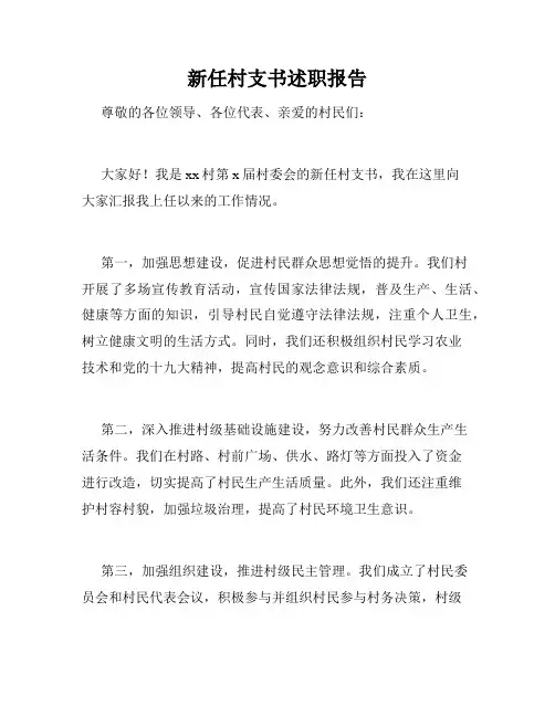新任村支书述职报告