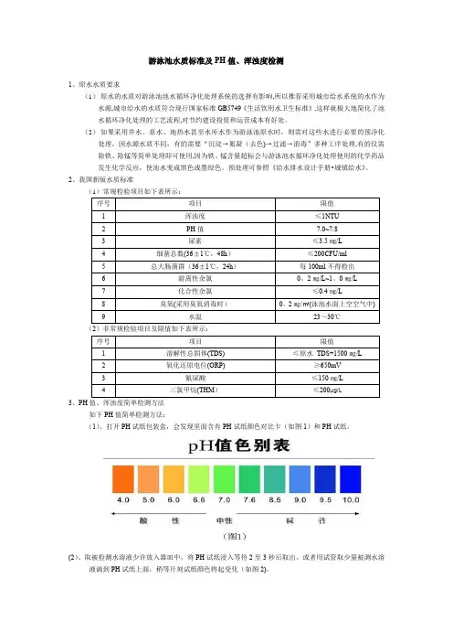 游泳池水质标准及PH值、浑浊度检测