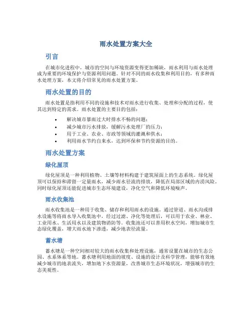 雨水处置方案大全