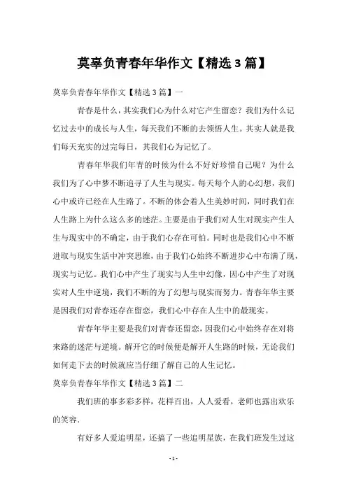 莫辜负青春年华作文【3篇】