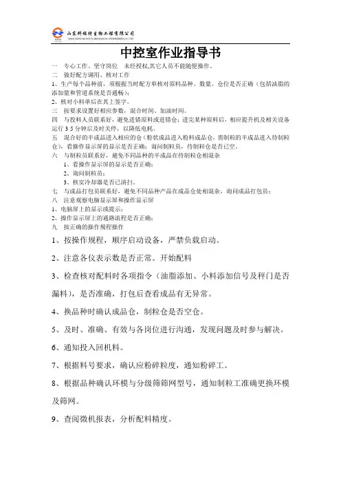 中控室作业指导书
