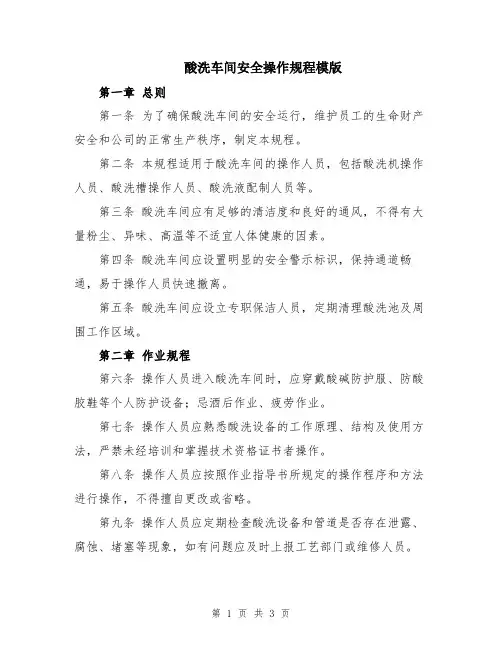 酸洗车间安全操作规程模版
