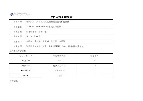 VDA 6.3 过程审核表
