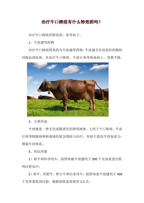 治疗牛口蹄疫有什么特效药吗？