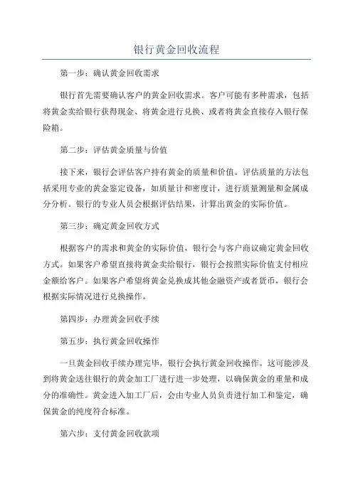 银行黄金回收流程