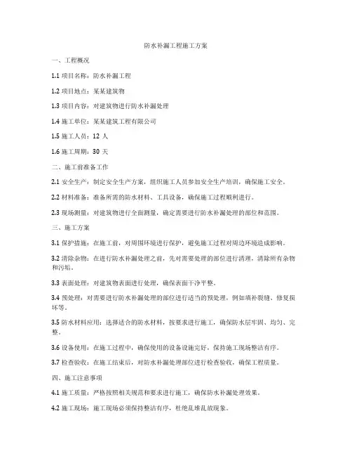 防水补漏工程施工方案