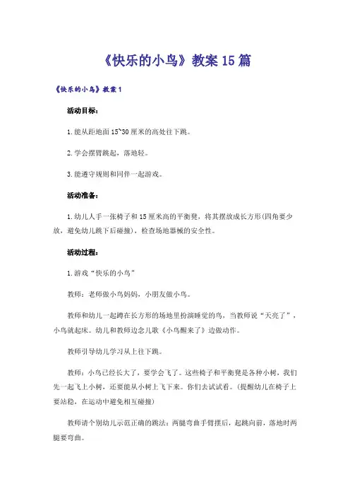 《快乐的小鸟》教案15篇
