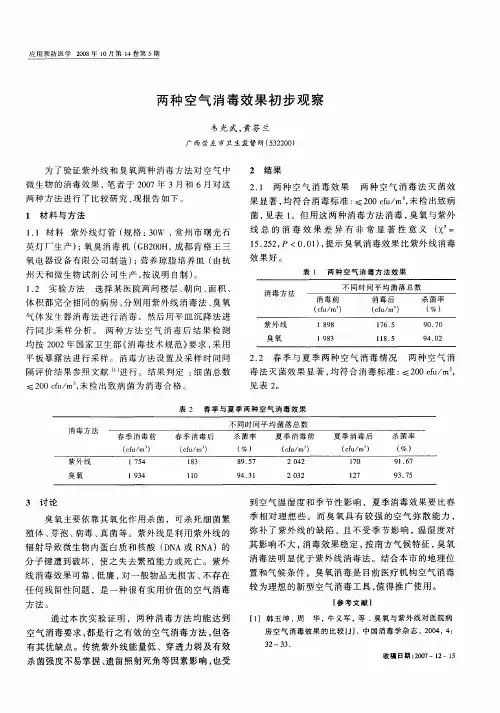 两种空气消毒效果初步观察