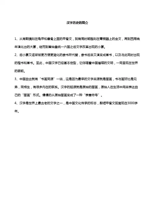 汉字历史的简介