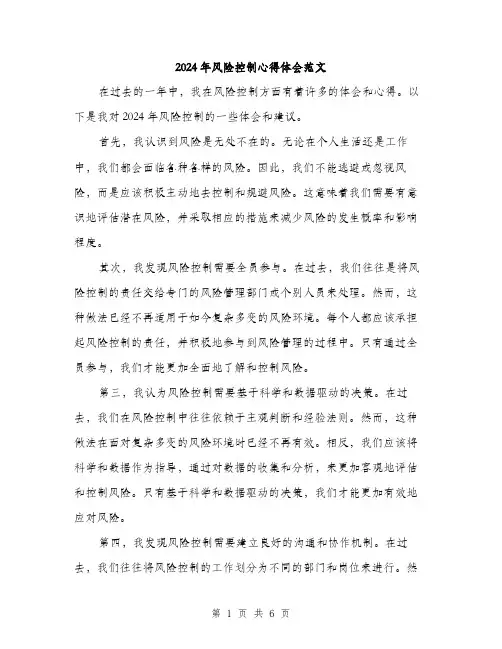 2024年风险控制心得体会范文(三篇)