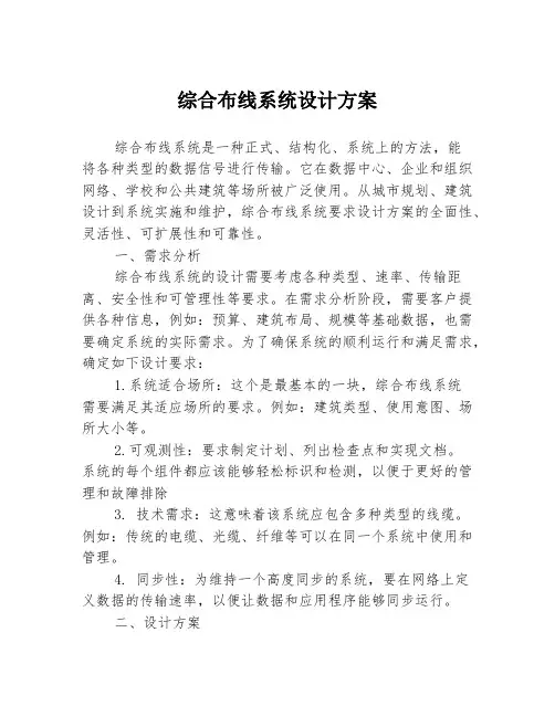 综合布线系统设计方案