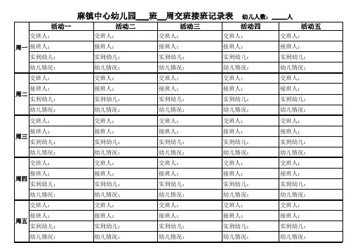 幼儿园交接班记录表