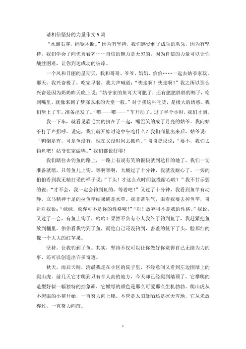 请相信坚持的力量作文9篇(精选)