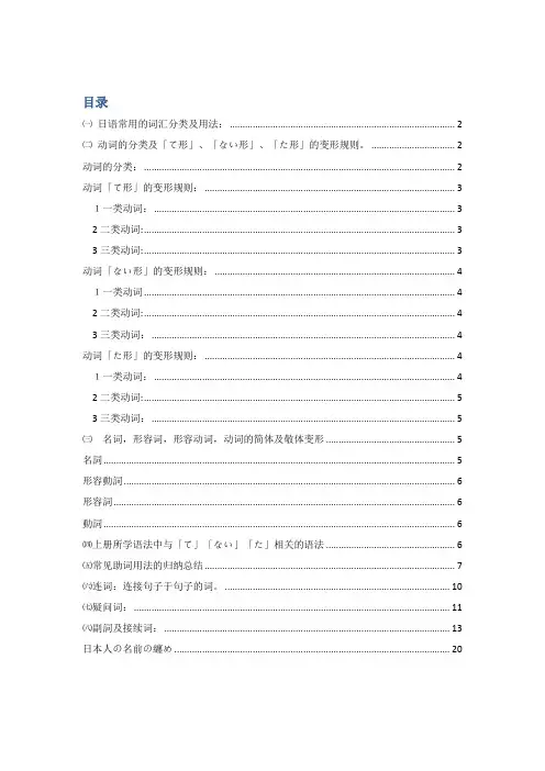 日语初级上册语法总结