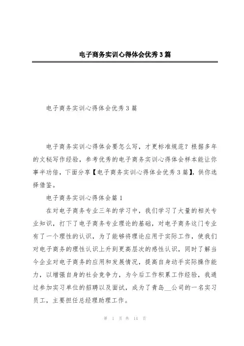 电子商务实训心得体会优秀3篇