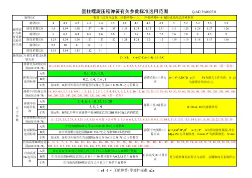 圆柱螺旋压缩弹簧选用标准