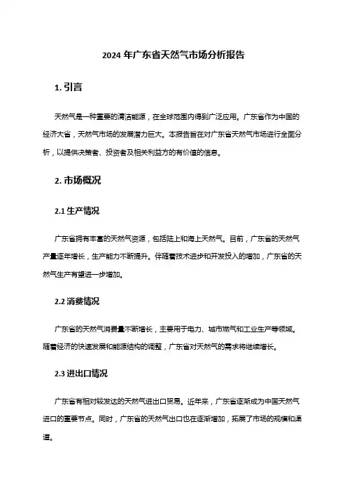 2024年广东省天然气市场分析报告
