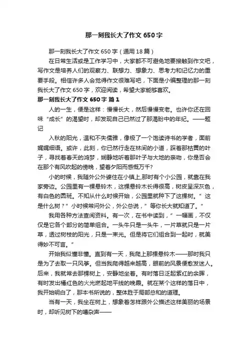 那一刻我长大了作文650字