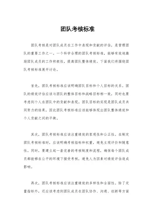 团队考核标准