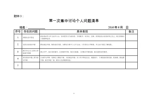两学一做第一次集中讨论个人问题清单