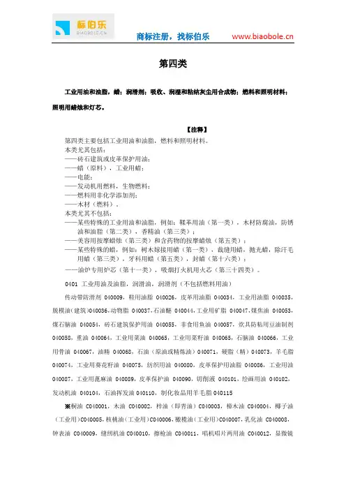 2019商标分类第4类(含非规范)