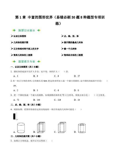 猜题01丰富的图形世界(易错必刷30题8种题型专项训练)(原卷版)