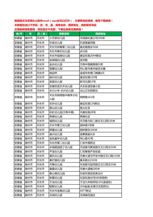 新版安徽省滁州市天长市幼儿园工商企业公司名录名单黄页大全84家