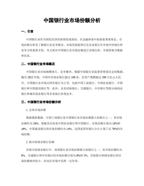 中国银行业市场份额分析