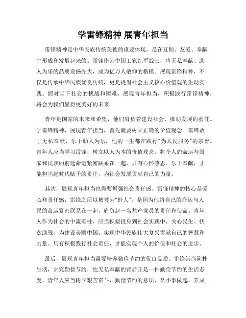 学雷锋精神 展青年担当